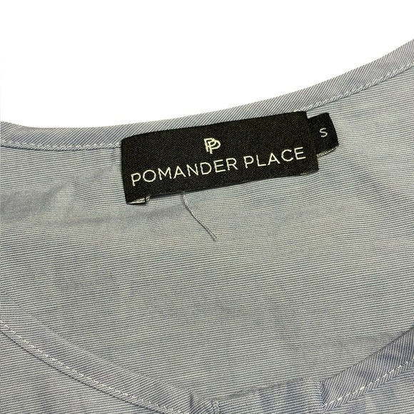 Pomander Place Tuckernuck Lucy Chambray Tiered Cotton Mini Dress Blue Small - Picture 5 of 7